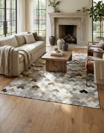 4' 7 x 6' 7 Cowhide Stocks Rug