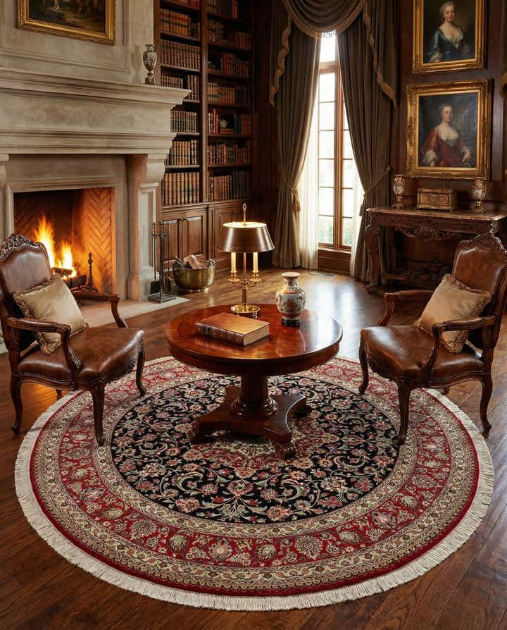 6' 7 x 6' 7 Ghom Silk Round Rug