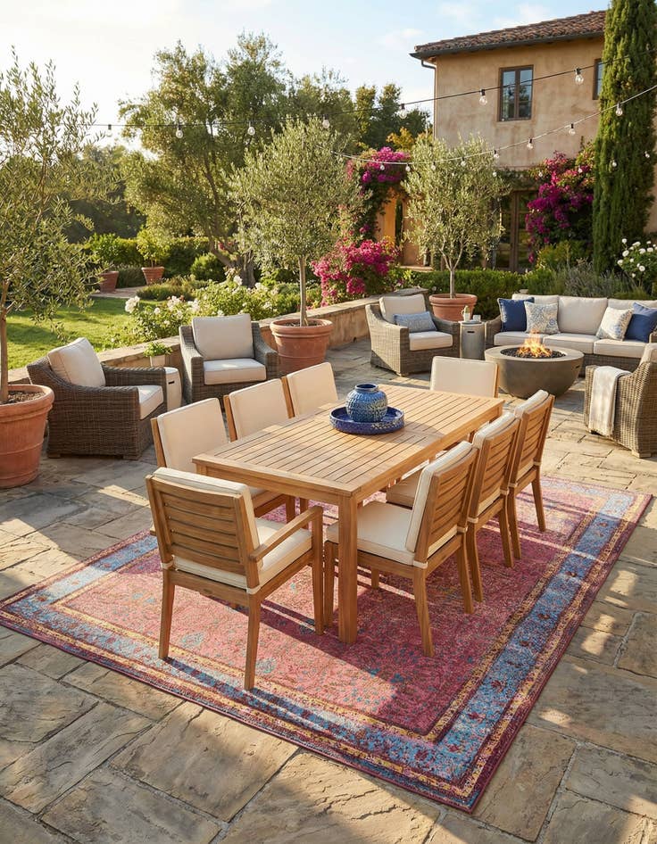 Detail image of 10' x 13' 1  Washable Traditional Indoor / Outdoor Rug