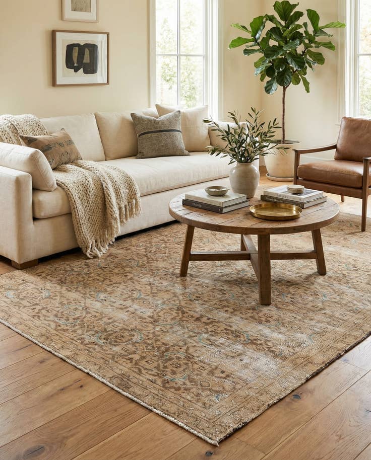 Detail image of 5' 6 x 9' 4 Hand Knotted Ultra Vintage Persian Wool Rug