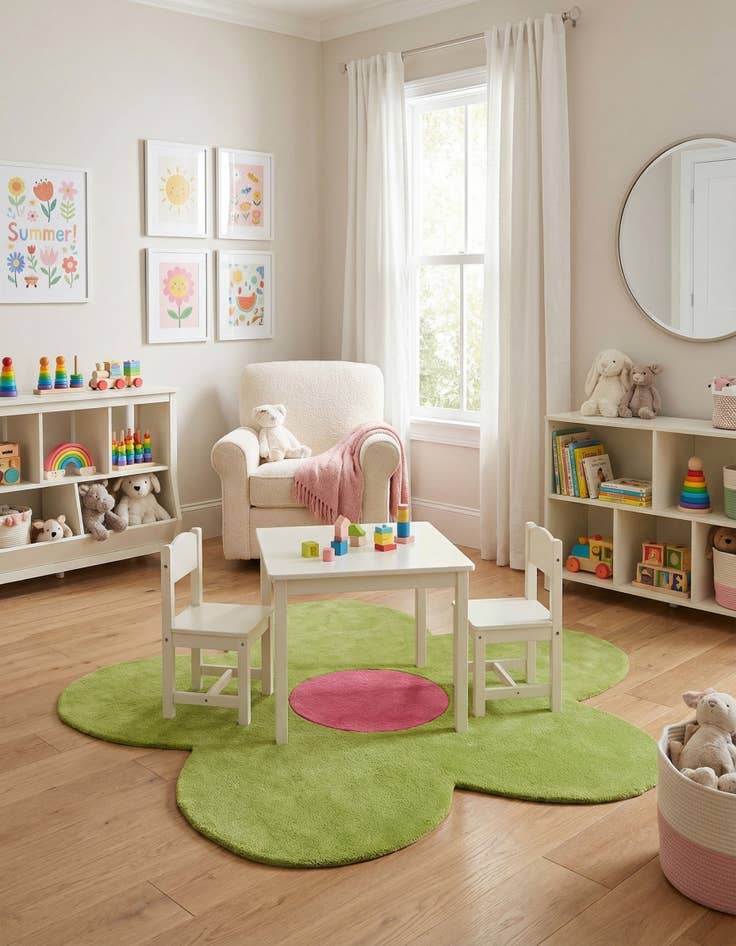 Detail image of 5' 1 x 5' 1 Happy Rugs Funky Flower Wool Round