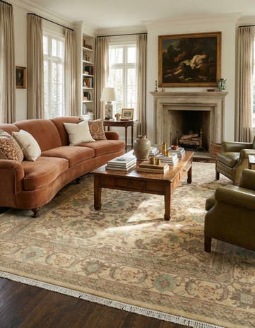 8' 3 x 9' 10 Hand Knotted Indo Ziegler Wool Rug