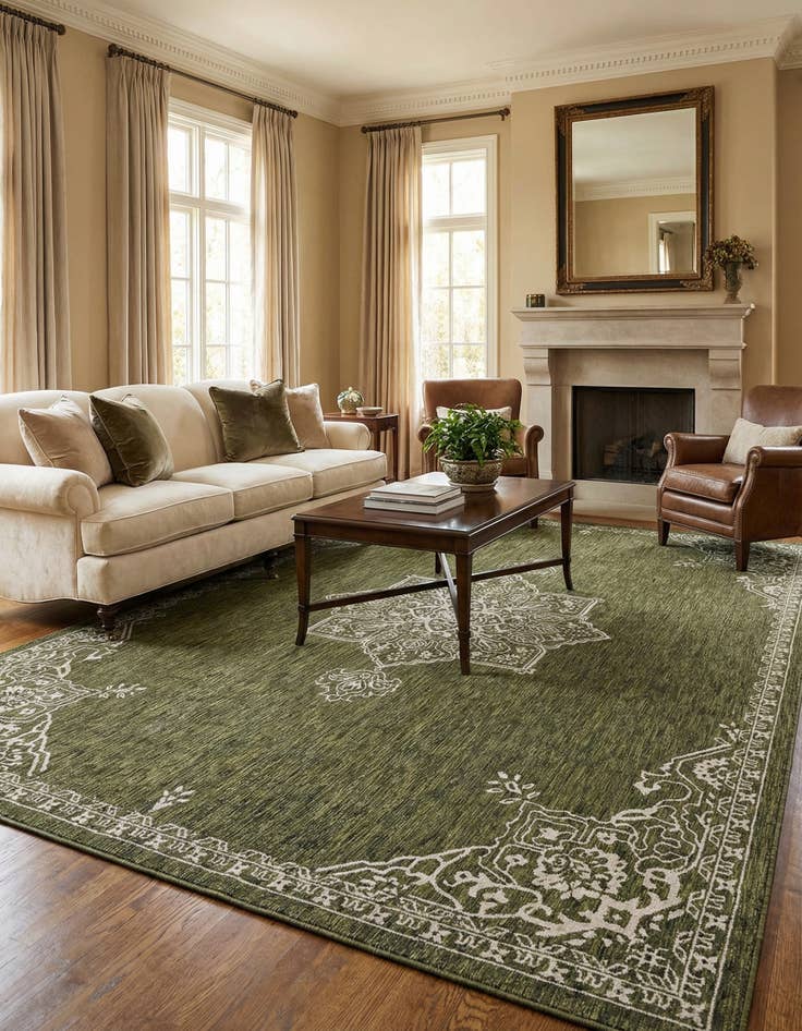 Detail image of 10' x 14' Easy-Clean Traditional Indoor / Outdoor Rug