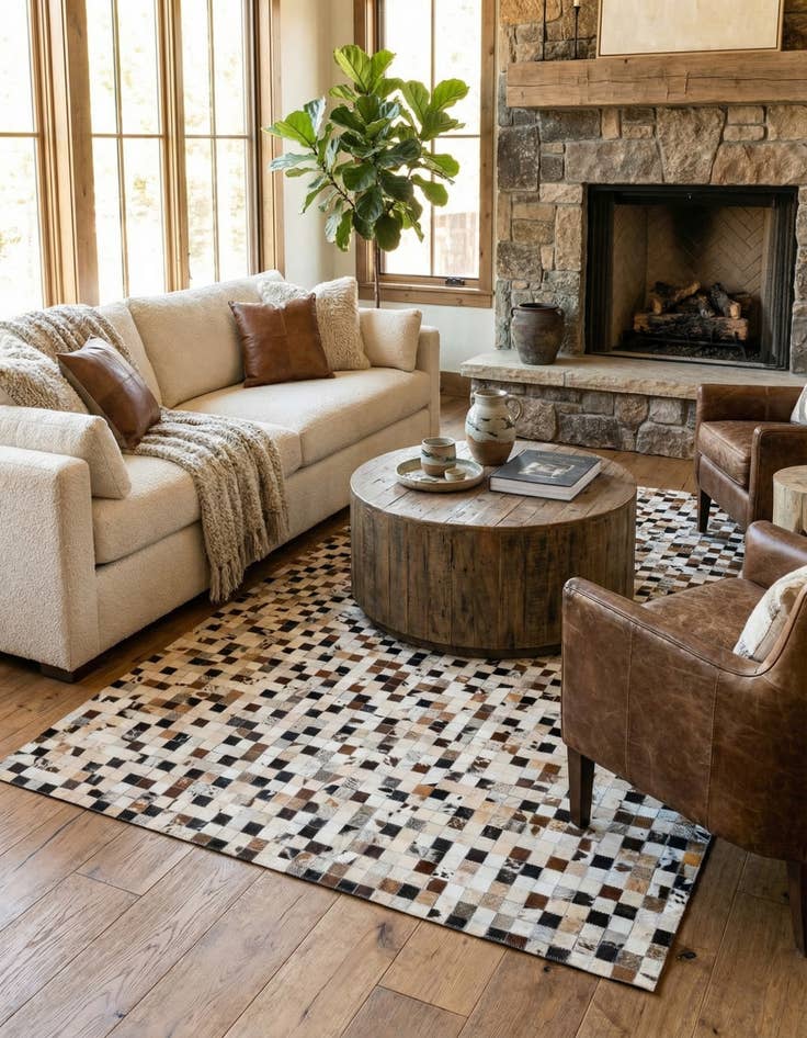 Detail image of 5' x 7' 10 Cowhide Stocks Rug