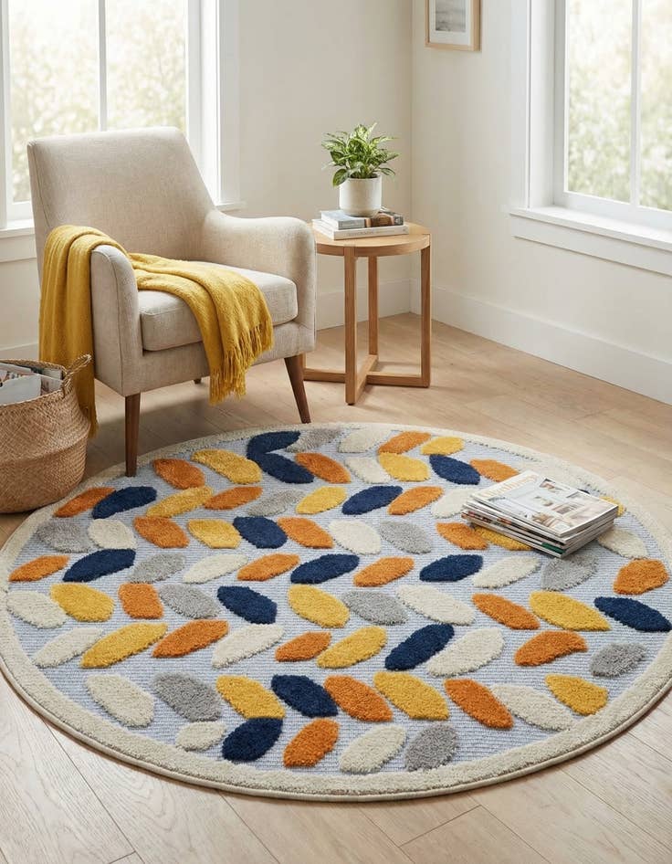 Detail image of 3' 3 x 3' 3  Washable Aruba Indoor / Outdoor Round Rug