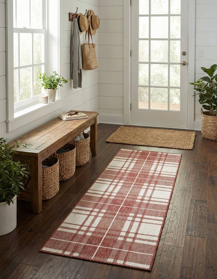 Detail image of  2' x 6'  Washable Checkered Indoor / Outdoor Runner Rug