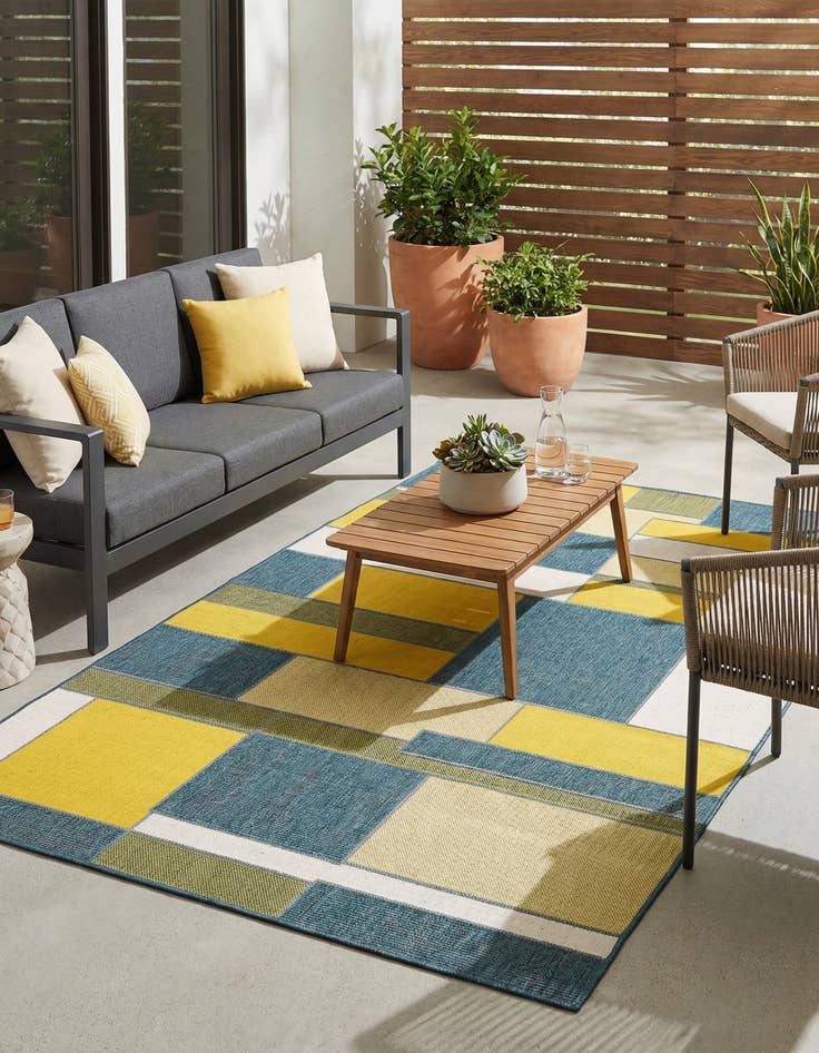 Detail image of 5' 3 x 7' 6  Washable Modern Indoor / Outdoor Rug