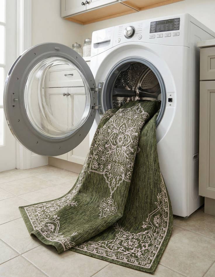 Detail image of  7' x 10'  Washable Traditional Indoor / Outdoor Rug