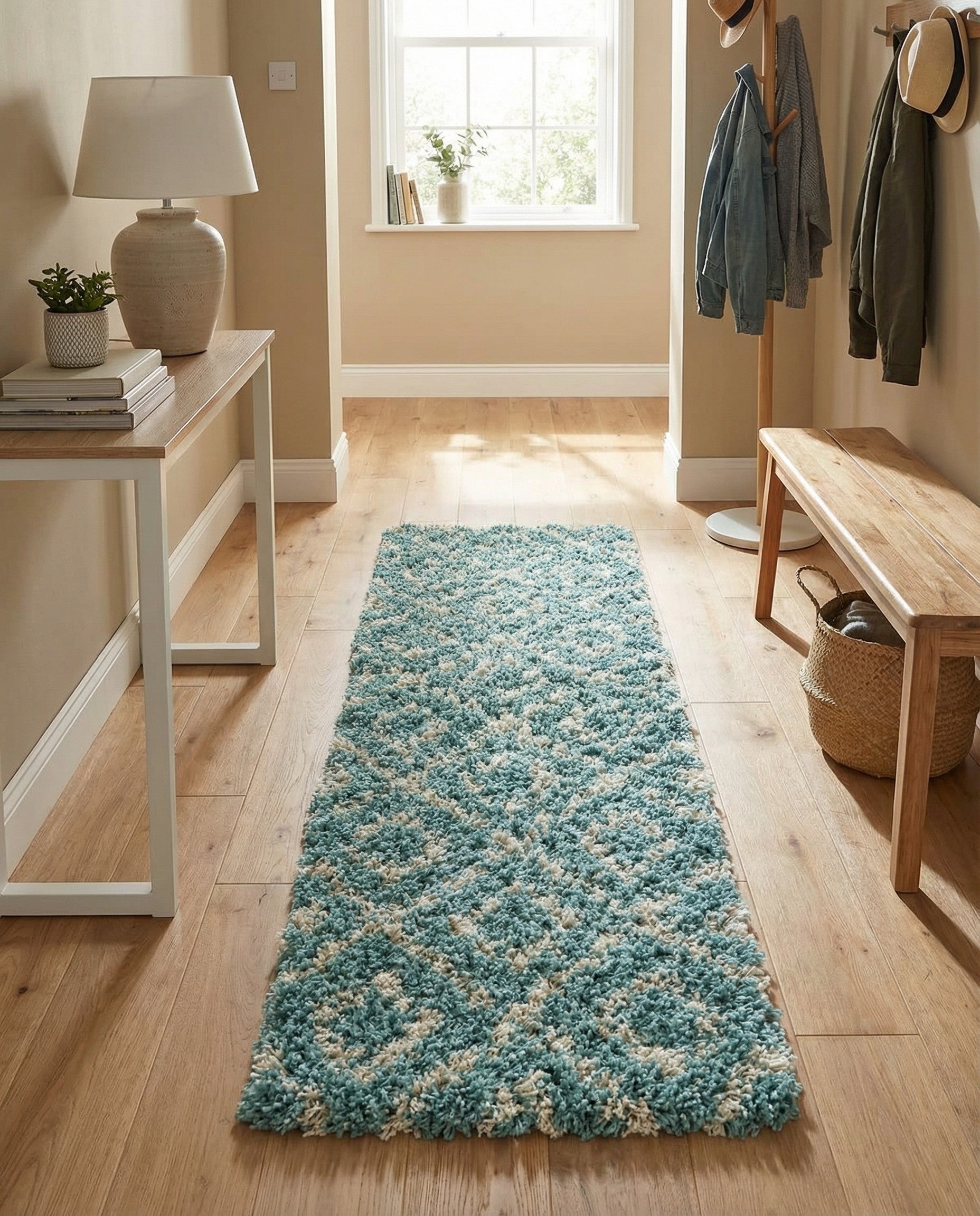  2' x 6' Lattice Shag Runner Rug