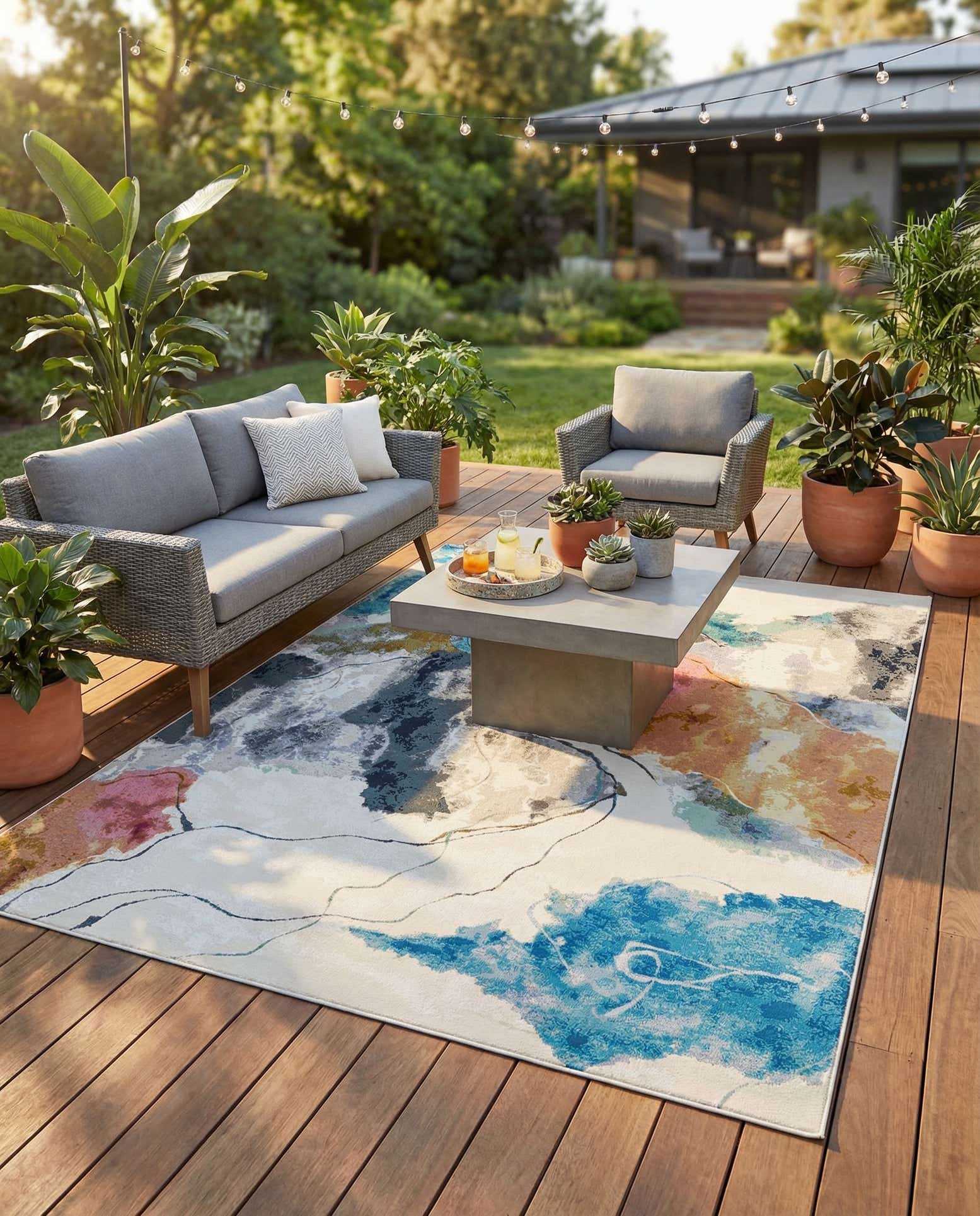 9' x 12' Easy-Clean Modern Indoor / Outdoor Rug