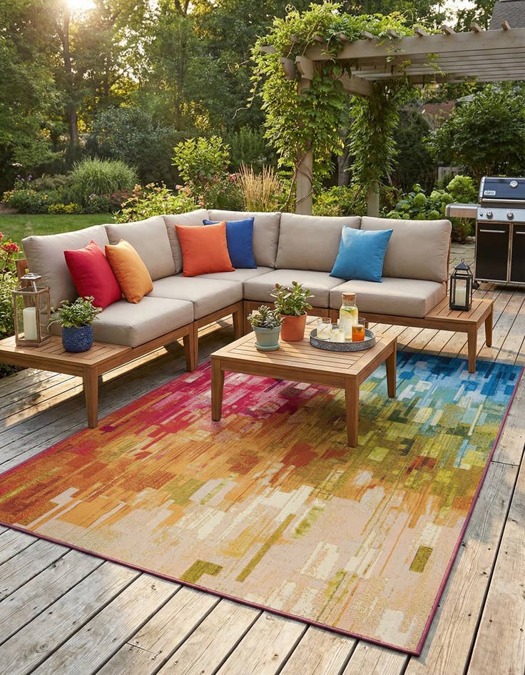 Detail image of 5' x 8'  Washable Modern Indoor / Outdoor Rug