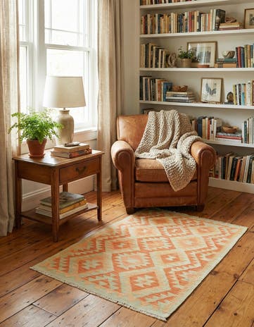 2' 9 x 4' 2 Hand Woven Kilim Waziri Wool Rug