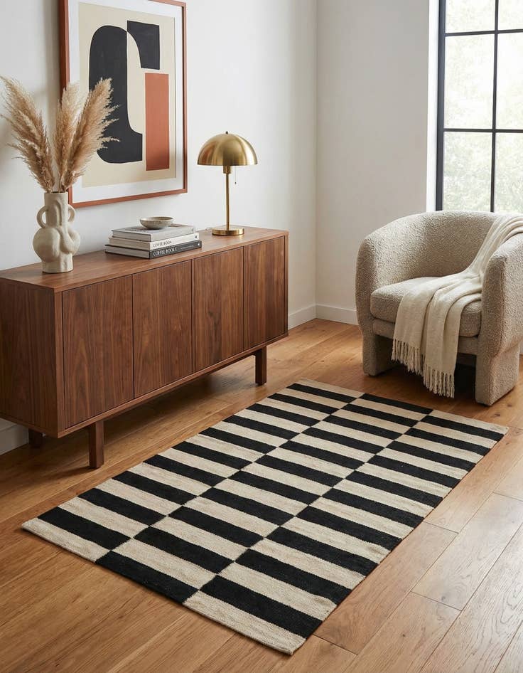 Detail image of  2' 8 x 3' 11  Hand Woven Kilim Modern Wool Rug