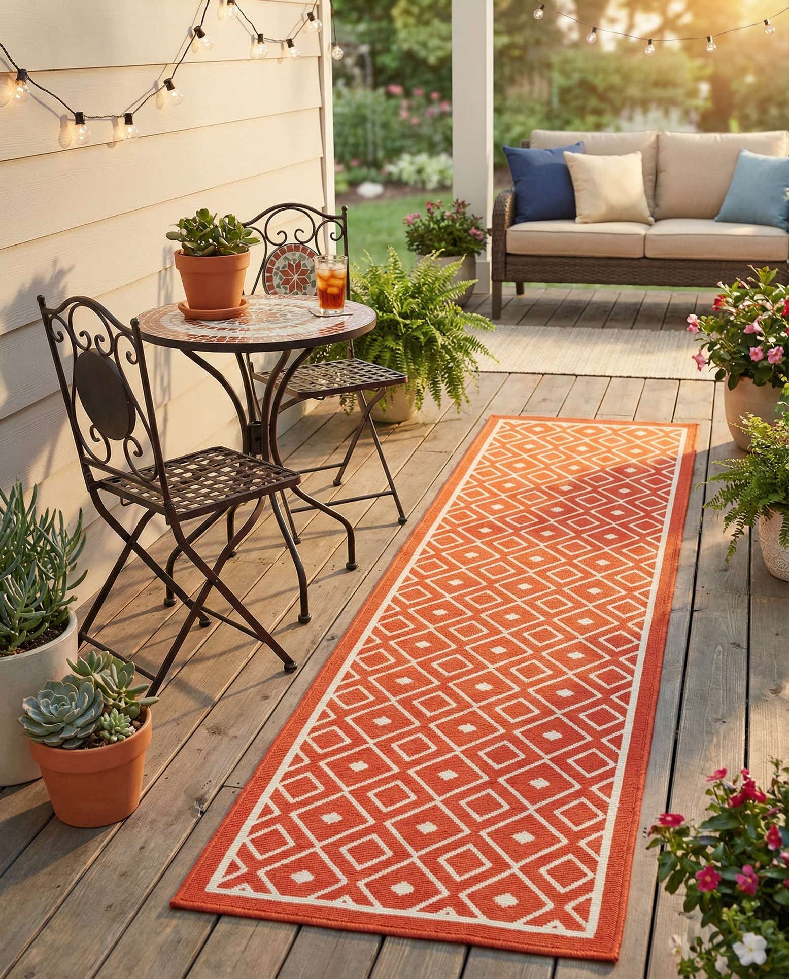 2' x 8' Easy-Clean Trellis Indoor / Outdoor Runner Rug