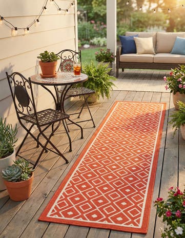 2' x 8' Easy-Clean Lattice Indoor / Outdoor Runner Rug