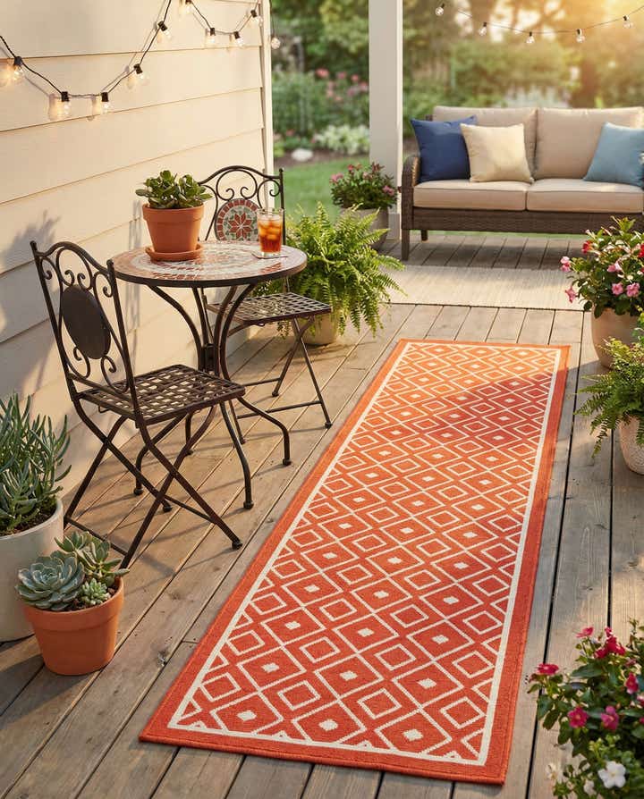2' x 8' Easy-Clean Lattice Indoor / Outdoor Runner Rug