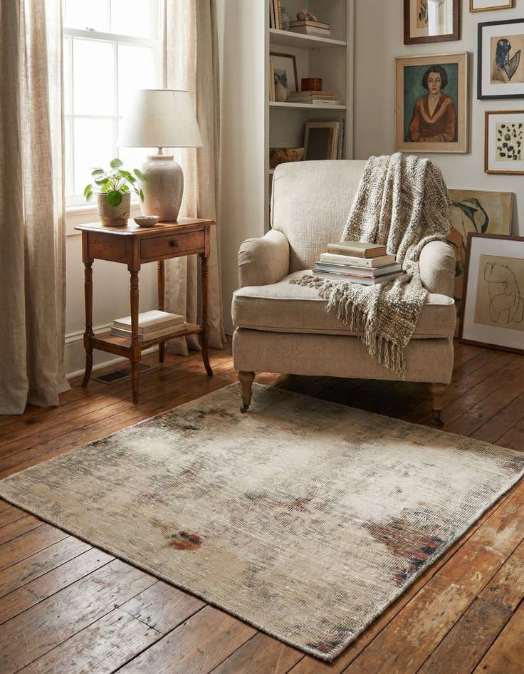 Detail image of  3' x 3'  Hand Knotted Ultra Vintage Persian Wool Square Rug