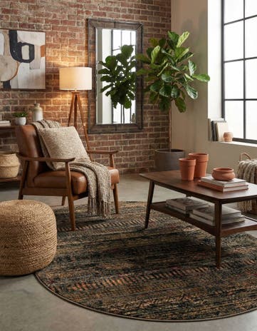 Blue Saturn Oval Rug