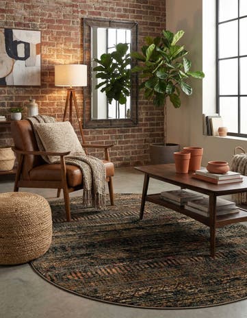 Blue Saturn Oval Rug