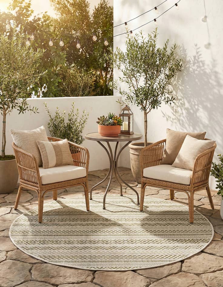 Detail image of  3' x 3'  Washable Ribbon Indoor / Outdoor Round Rug