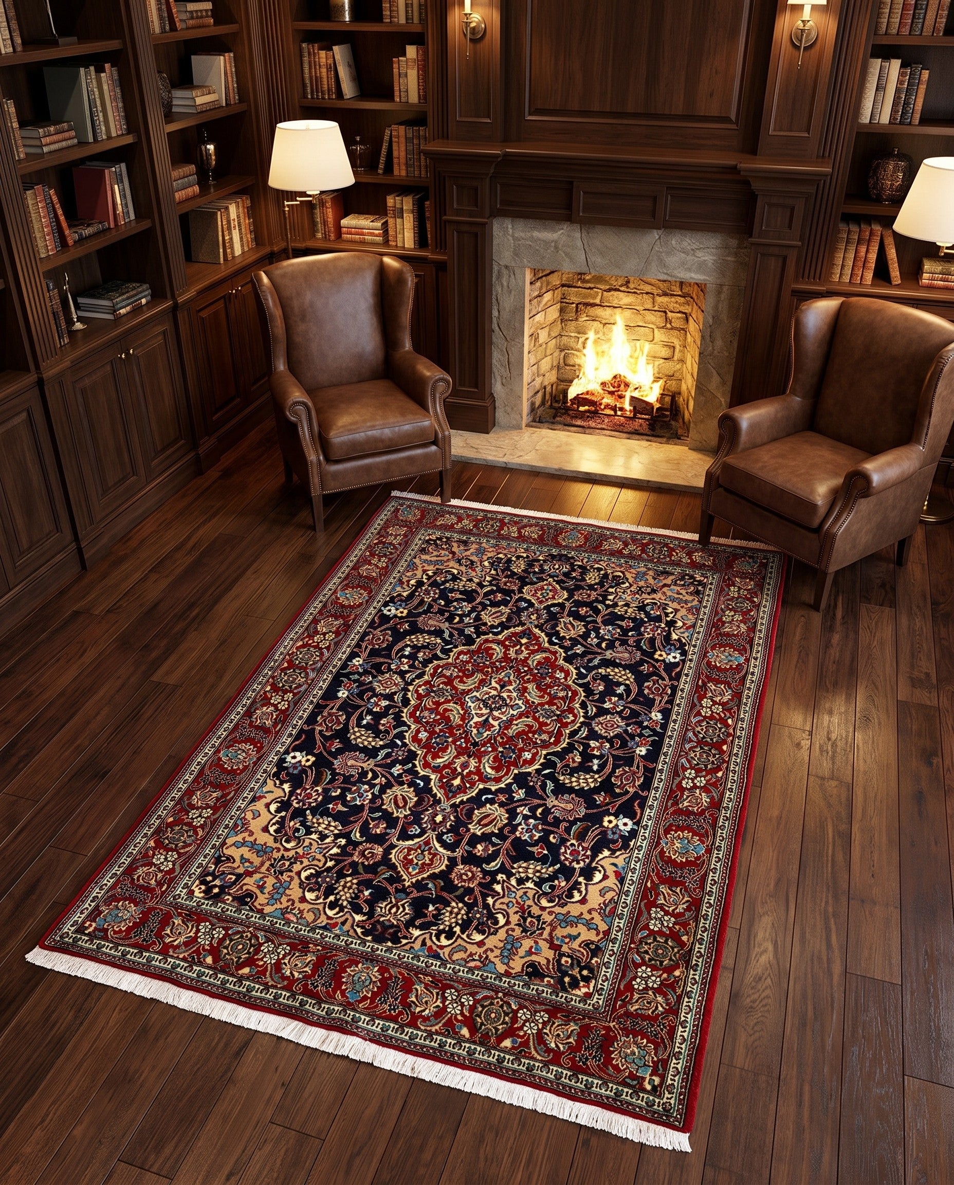 4' 8 x 6' 9 Hand Knotted Qom Persian Rug