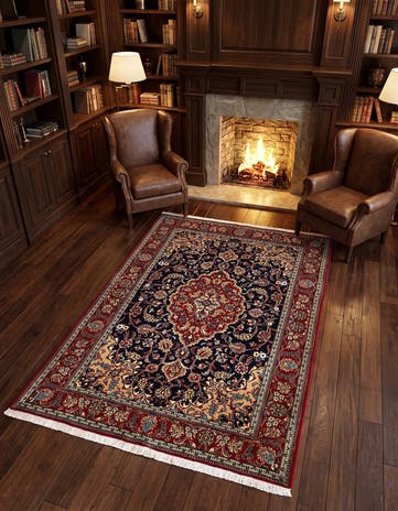 4' 8 x 6' 9 Hand Knotted Qom Persian Rug