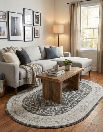Charcoal Aurelia Oval Rug