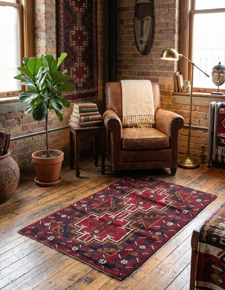 Detail image of 2' 10 x 4' 10 Hand Knotted Balouch Persian Wool Rug