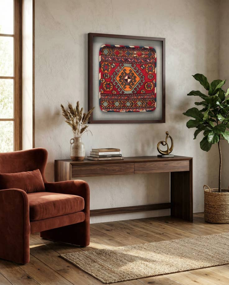 Detail image of 1' 6 x 1' 7 Textile Wall Art Square Rug