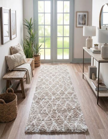 Taupe Marrakesh Shag Runner Rug
