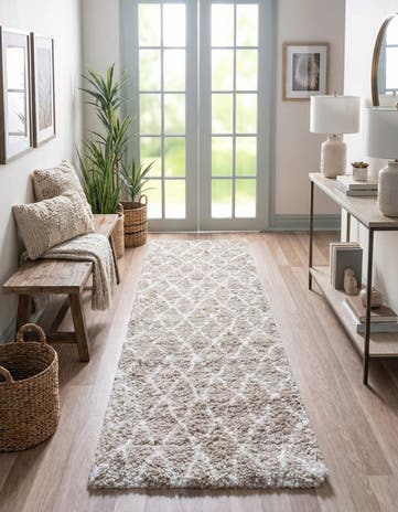 Taupe Marrakesh Shag Runner Rug
