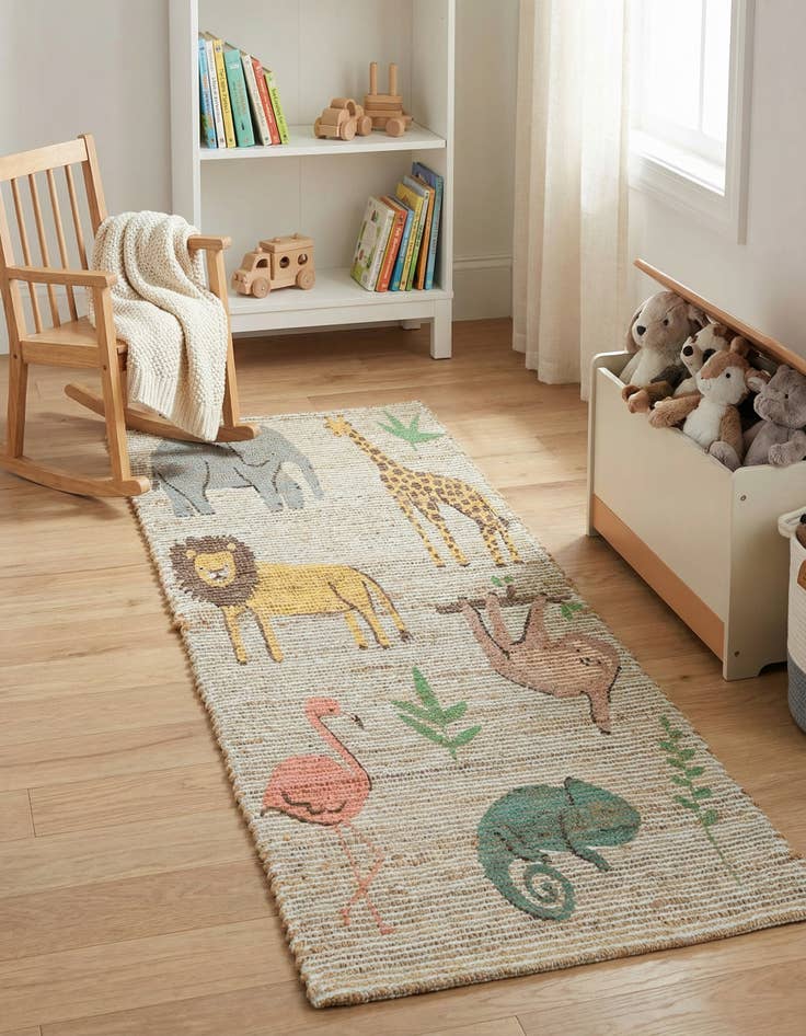 Detail image of 2' x 6' 1  Hand Woven Chenille Jute Runner Rug