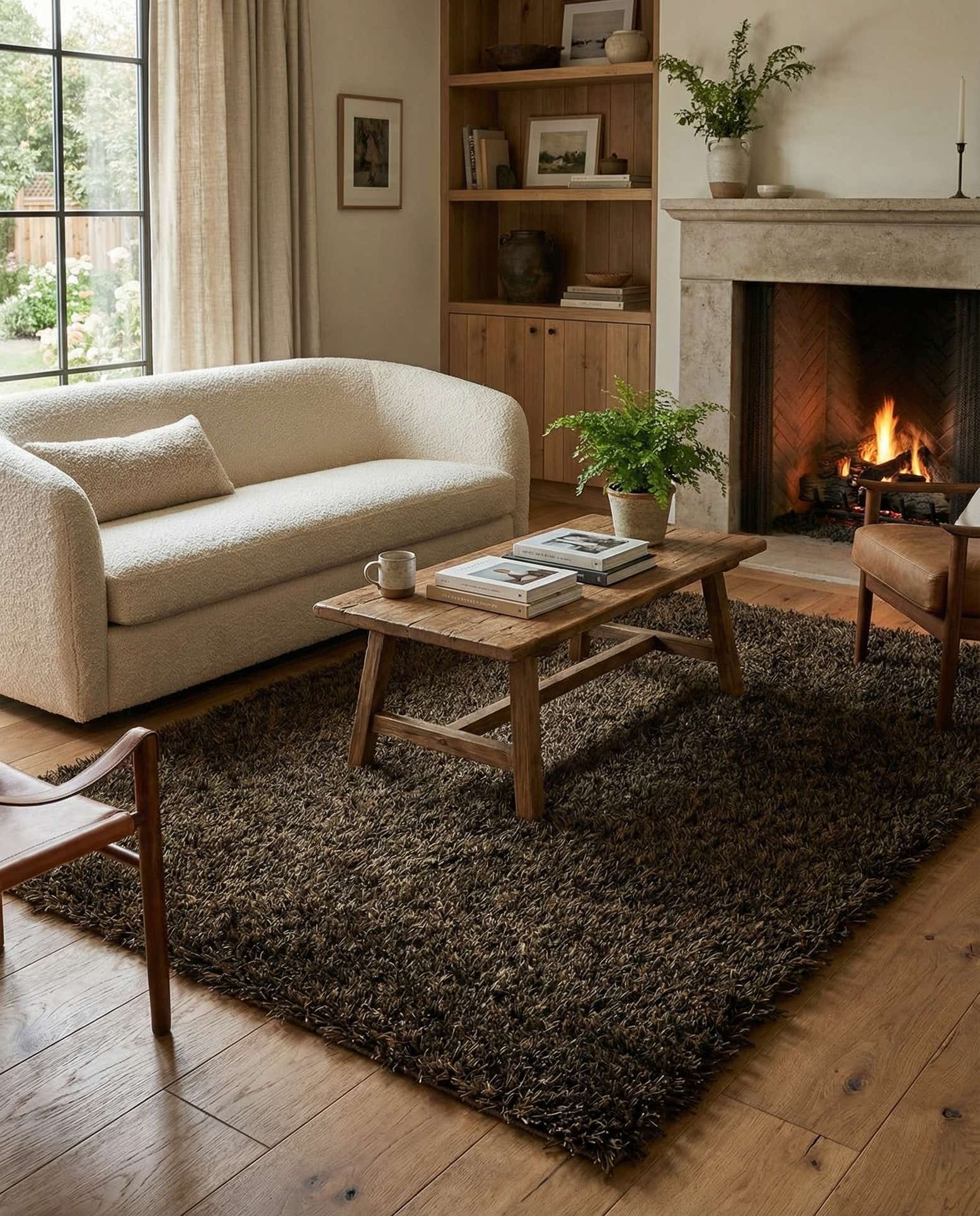 5' 2 x 6' 8 Hand Knotted Solid Shag Oriental Rug