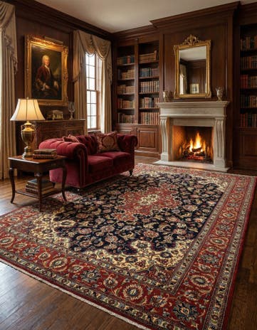 6' 8 x 9' 11 Hand Knotted Qom Persian Rug