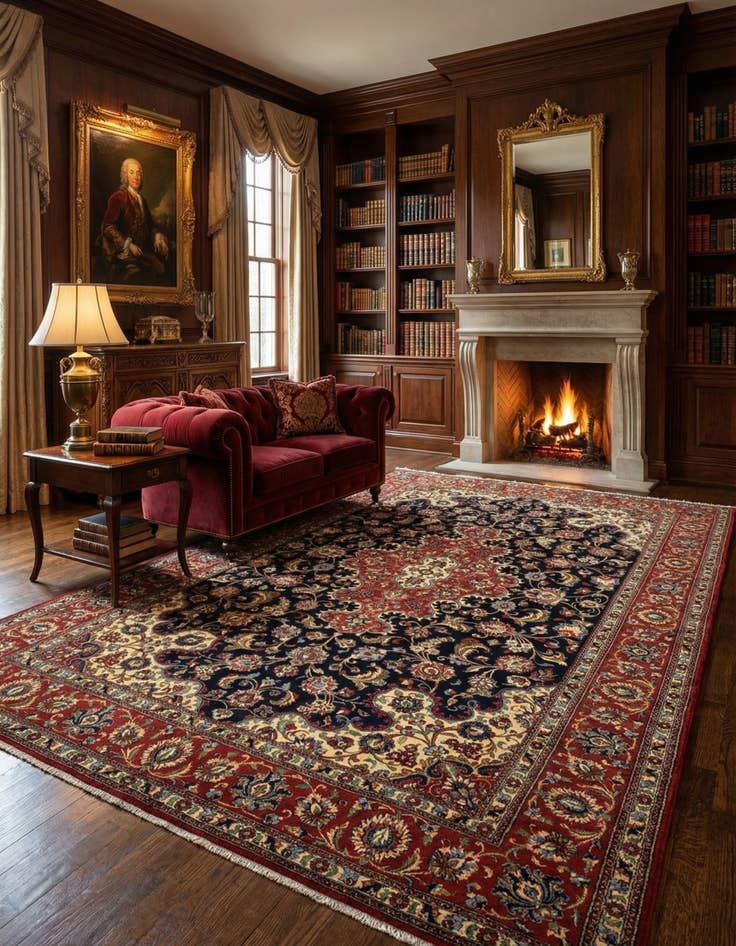 Detail image of  6' 8 x 9' 11  Hand Knotted Qom Persian Rug