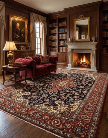 6' 8 x 9' 11 Hand Knotted Qom Persian Rug