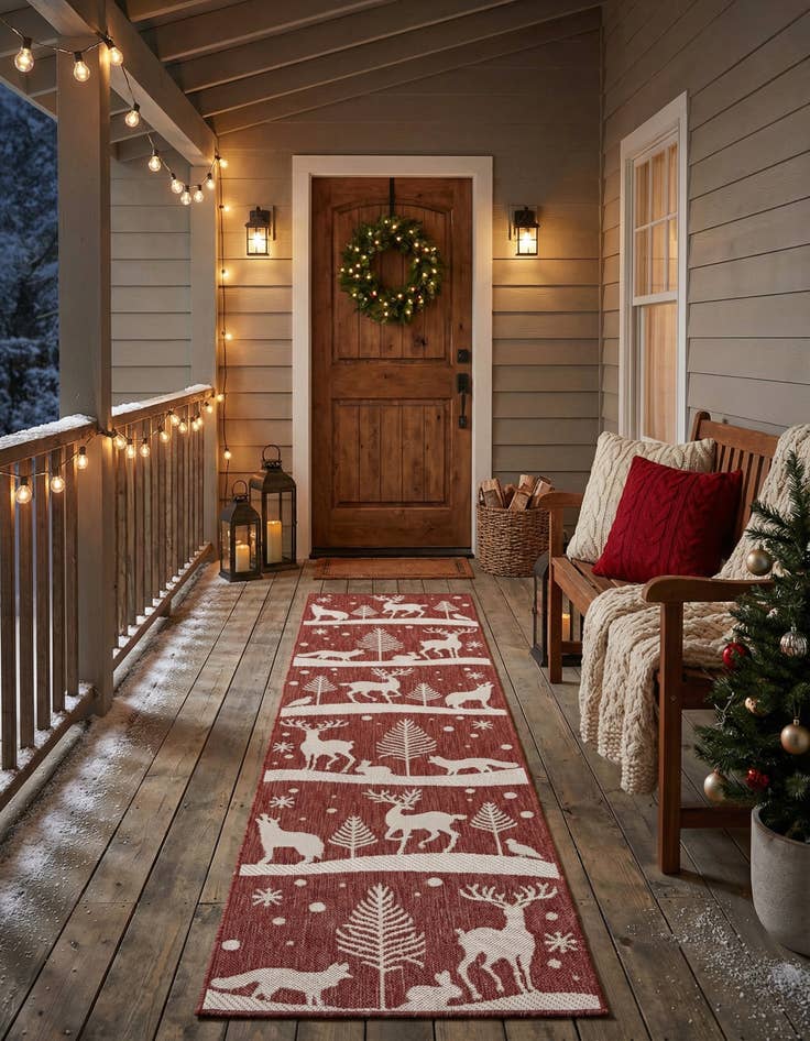 Detail image of 2' x 8' Easy-Clean Holiday Indoor / Outdoor Runner Rug