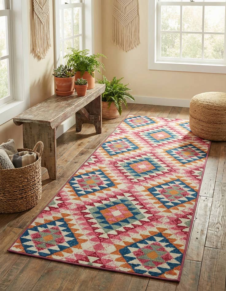 Detail image of 2' 7 x 5' 3  Washable Southwestern Indoor / Outdoor Runner Rug