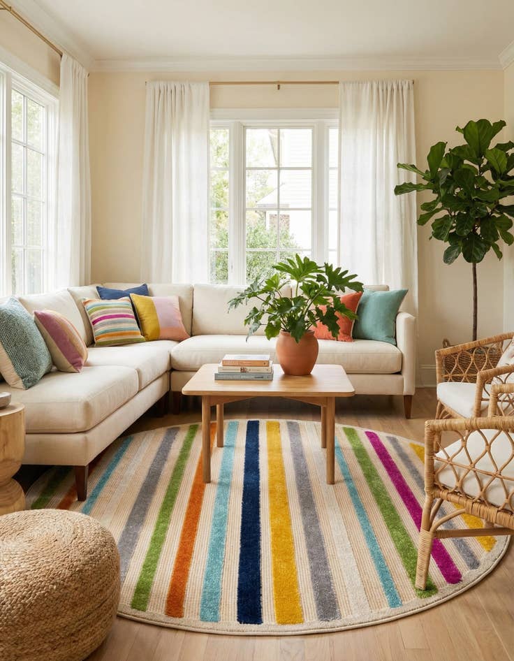 Detail image of 5' 3 x 5' 3  Washable Aruba Indoor / Outdoor Round Rug