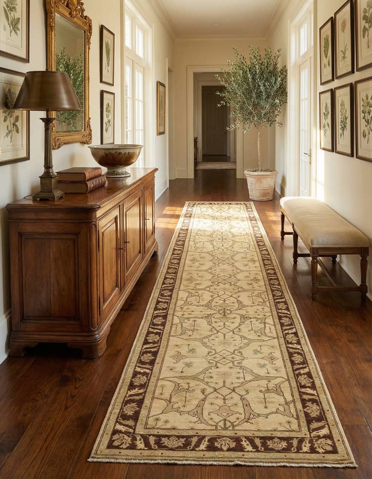 Detail image of 3' 10 x 19' 5  Hand Knotted Peshawar Ziegler Runner Rug