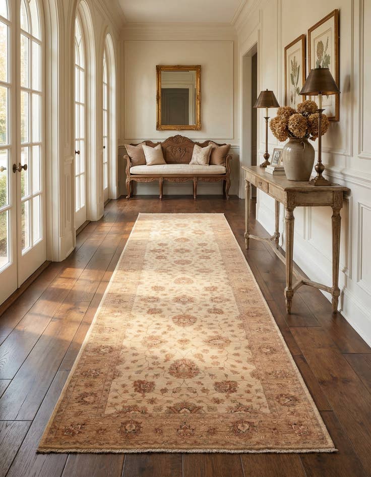 Detail image of 4' 5 x 16'  Hand Knotted Peshawar Ziegler Runner Rug