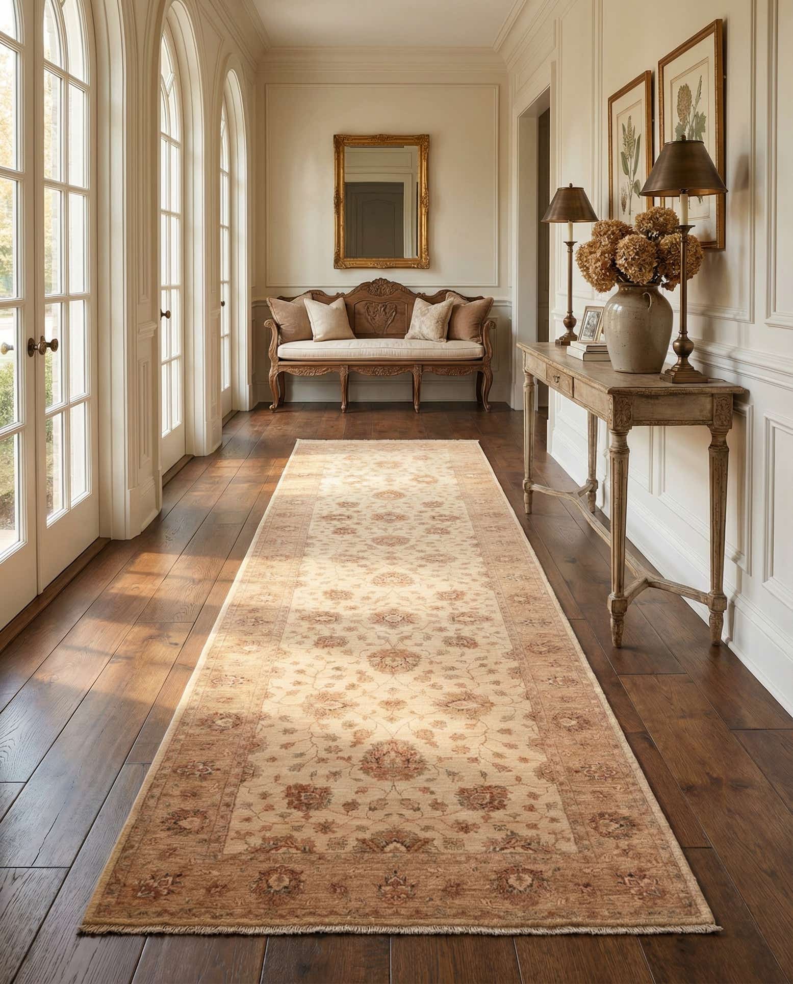4' 5 x 16' Hand Knotted Peshawar Ziegler Runner Rug