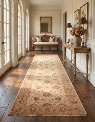 4' 5 x 16' Hand Knotted Peshawar Ziegler Runner Rug