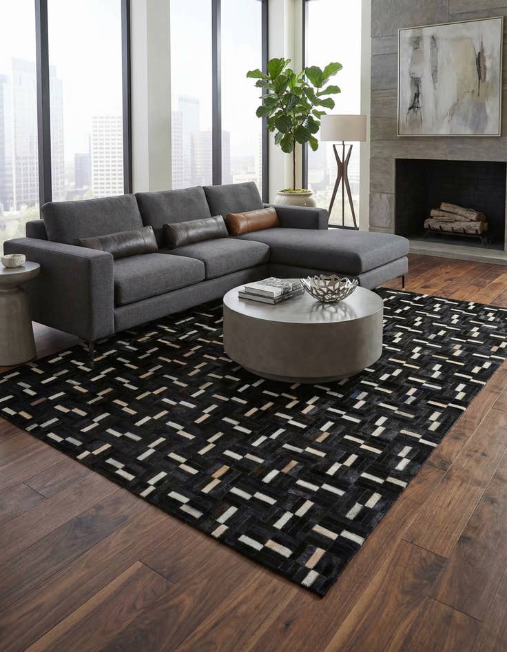 Detail image of 5' 3 x 8' 4 Cowhide Leather Rug