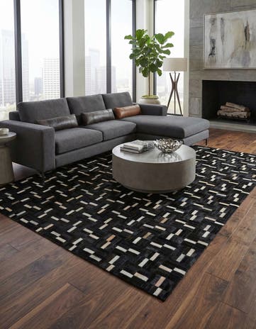 5' 3 x 8' 4 Cowhide Leather Rug