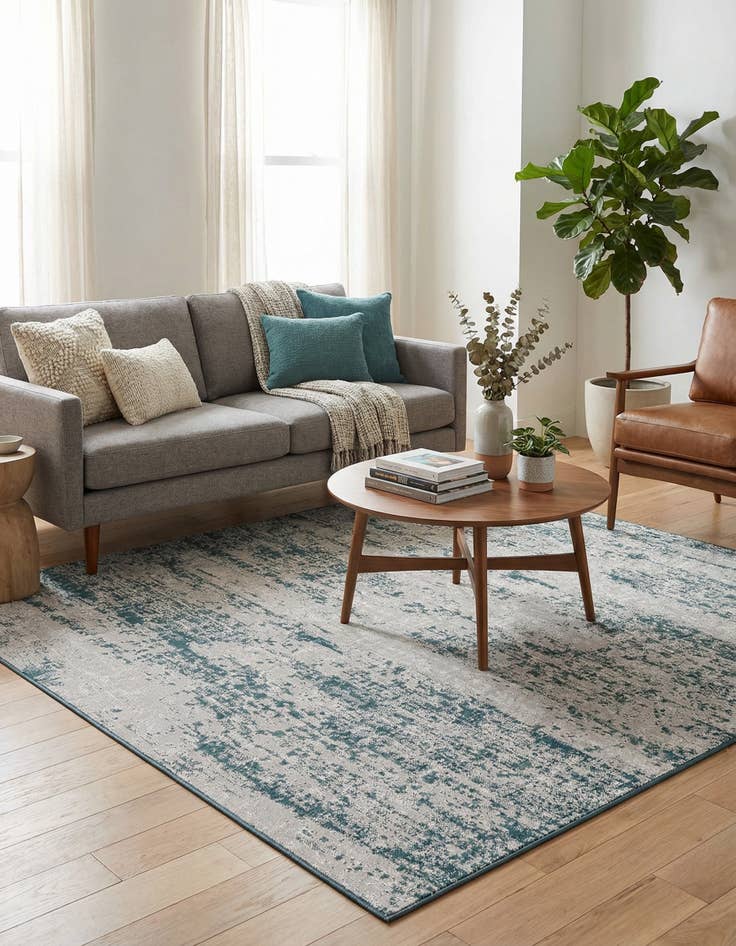 Detail image of  8' x 8'  Washable Modern Indoor / Outdoor Square Rug