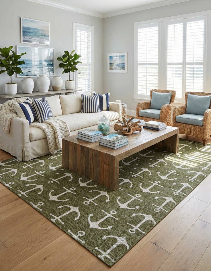 Detail image of  10' x 14'  Washable Coastal Indoor / Outdoor Rug