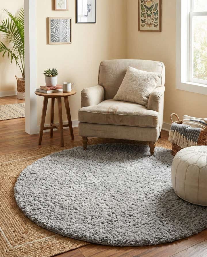 4' x 4' Zermatt Shag Round Rug