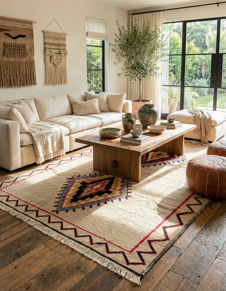 Detail image of 8' 10 x 12' Hand Knotted Moroccan Wool Rug