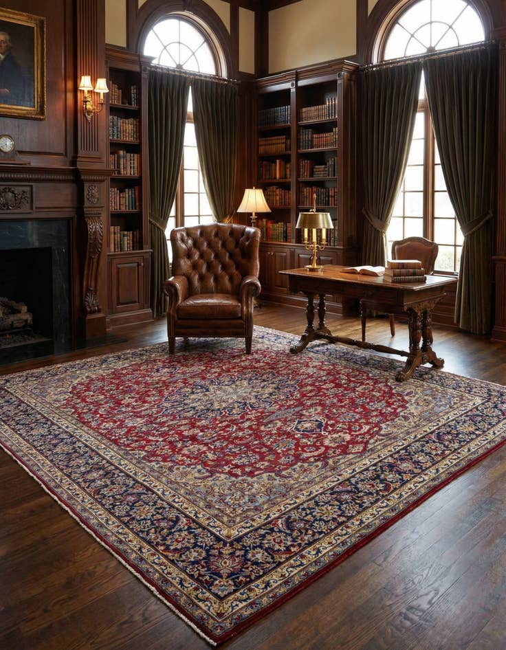 Detail image of 9' 6 x 13' 6 Hand Knotted Isfahan Persian Wool Rug